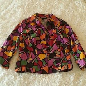 Linear Jacket in multi color geometric print